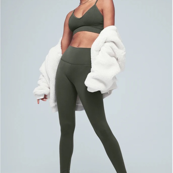 ALO Yoga Deep Green Leggings and Bra - Picture 1 of 7